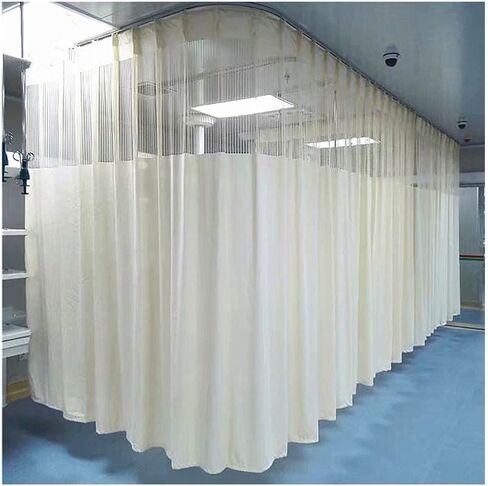 This Room Divider Curtain, Privacy Partition Curtain, 100% Polyester Fiber Soft Drape Ventilation Bendable Track Curtain System for Hospitals, Beauty Salons, Office (Color : Brown, Size : 5. in Saudi Arabia