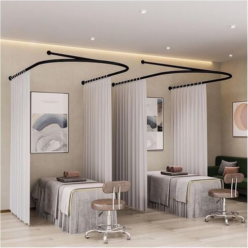 This Beauty Salon Partition Curtain, Wall Mounted Support Rod U-Shaped Metal Track with Light-transmitting Privacy Partition Curtain Suitable for Fitting Rooms, Beauty Salons, Bedrooms(Black in Saudi Arabia