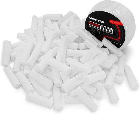 Meister Highly Absorbent Nose Plugs - 1.5" White Cotton Nasal Tampons for Nosebleeds - 100 Pack in Saudi Arabia