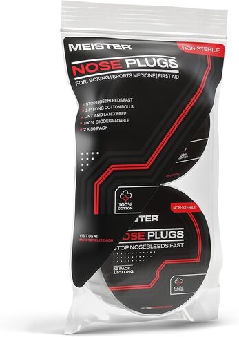 Meister Highly Absorbent Nose Plugs - 1.5" White Cotton Nasal Tampons for Nosebleeds - 100 Pack in Saudi Arabia
