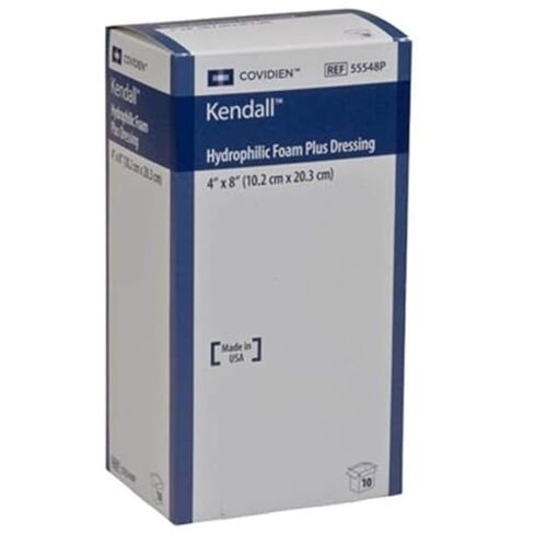 Covidien 55548P Kendall Plus تضميد الجروح، رغوة محبة للماء، مقاس 4 × 8 بوصة (عبوة من 10) in Saudi Arabia
