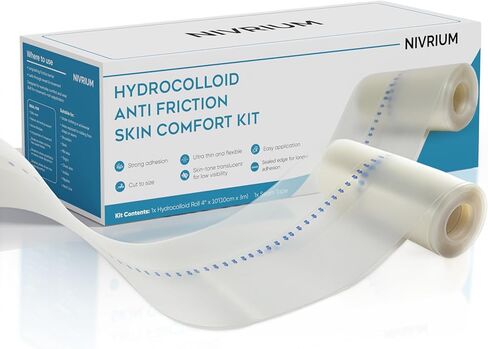 Nivrium Hydrocolloid Anti-Friction Skin Comfort Kit, Cushioned Skin Barrier Tape Roll, Cut-to-Size Chafing & Hot Spot Protection, Seam Tape Included (2in x 16ft) in Saudi Arabia