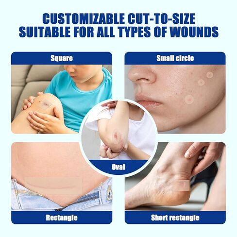 لفة غرواني مائي مقاس 2 بوصة × 5 أقدام، ضمادات للعناية بالجروح مقاومة للماء، ضمادات نفطة للأقدام، بقع حب الشباب، رقع غرواني مائي مرنة وخالية من اللاتكس in Kuwait