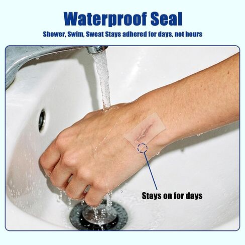 لفة غرواني مائي مقاس 2 بوصة × 5 أقدام، ضمادات للعناية بالجروح مقاومة للماء، ضمادات نفطة للأقدام، بقع حب الشباب، رقع غرواني مائي مرنة وخالية من اللاتكس in Kuwait