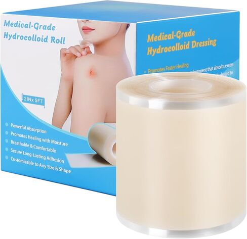 Hydrocolloid Bandage Roll for Wound Care, Medical Grade Hydrocolloid Roll for Blisters, Acne, Cuts & Burns, Ultra Absorbent, Waterproof Protection, Breathable & DIY Patch Bandages (2in* 5ft) in Saudi Arabia