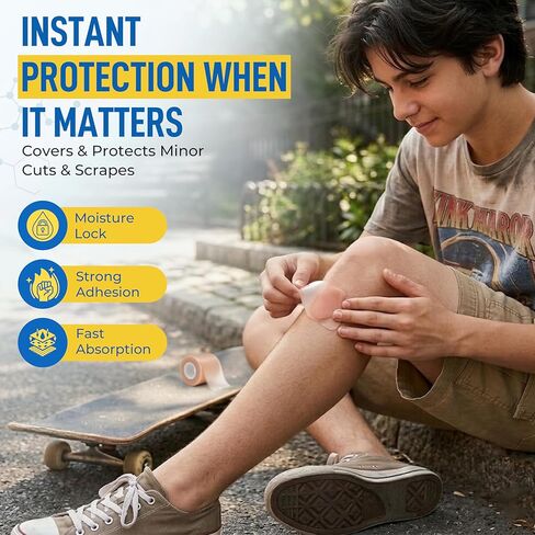 لفة غرواني مائي من الدرجة الطبية للعناية بالجروح | ضمادة مقطوعة حسب الحجم للحروق والبثور | بقع بثرة لحب الشباب | ضمادة ذاتية اللصق مقاومة للماء فائقة الامتصاص (2 بوصة × 5 قدم) in Kuwait