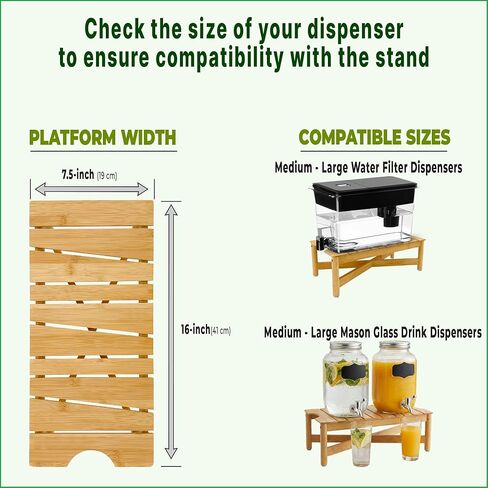 Stand for Water Filter Dispenser - Suitable for Countertop Water Dispensers with Filter System - Easy Set up, Durable, Long-lasting Natural Bamboo in Saudi Arabia