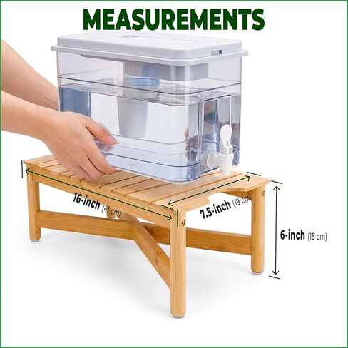 Stand for Water Filter Dispenser - Suitable for Countertop Water Dispensers with Filter System - Easy Set up, Durable, Long-lasting Natural Bamboo in Saudi Arabia