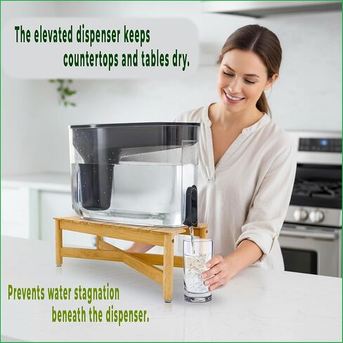 Stand for Water Filter Dispenser - Suitable for Countertop Water Dispensers with Filter System - Easy Set up, Durable, Long-lasting Natural Bamboo in Saudi Arabia