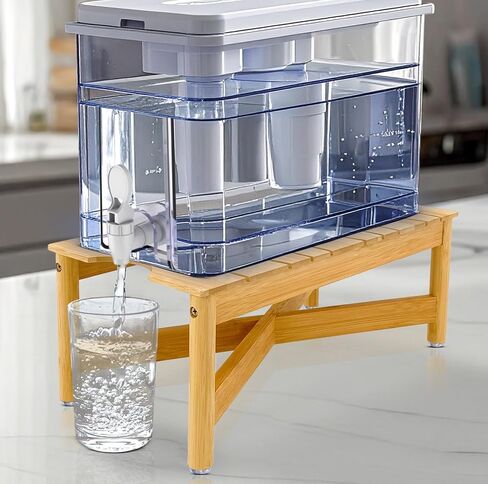 Stand for Water Filter Dispenser - Suitable for Countertop Water Dispensers with Filter System - Easy Set up, Durable, Long-lasting Natural Bamboo in Saudi Arabia