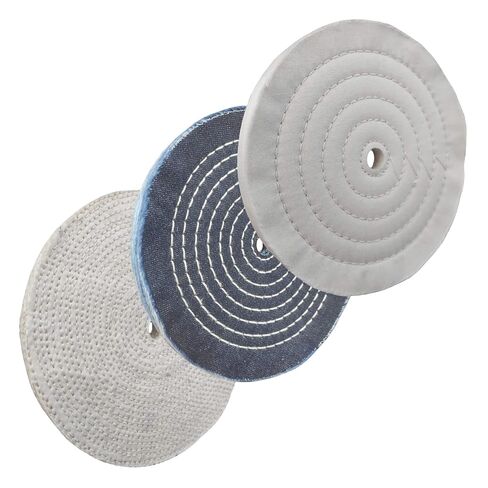 6PC 8 Inch Stainless Steel Polishing Buffing Wheel Kit for Bench Grinder,kit with Each 1PC 5/8 Inch Arbor Hole Sisal/Denim/Cotton Wheel and Each 1PC 100g Bar Black/Green/White Polishing Compound in Saudi Arabia