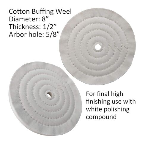 6PC 8 Inch Stainless Steel Polishing Buffing Wheel Kit for Bench Grinder,kit with Each 1PC 5/8 Inch Arbor Hole Sisal/Denim/Cotton Wheel and Each 1PC 100g Bar Black/Green/White Polishing Compound in Saudi Arabia