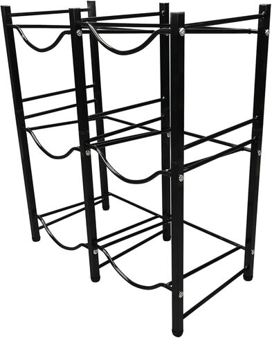 AYNEFY Water Bottle Holder Organizer, 3 Tier 2 Row Water Bucket Storage Rack for Kitchen Living Room Office, Carbon Steel Black Material in Saudi Arabia