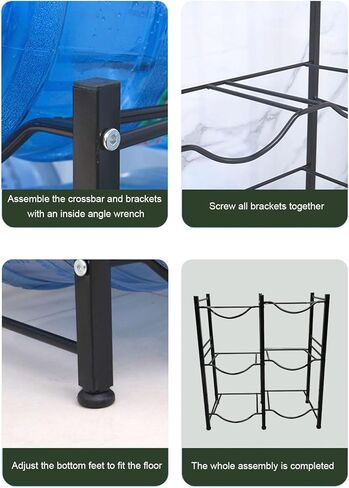 AYNEFY Water Bottle Holder Organizer, 3 Tier 2 Row Water Bucket Storage Rack for Kitchen Living Room Office, Carbon Steel Black Material in Saudi Arabia