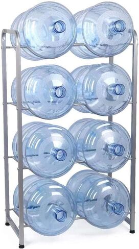 حامل إبريق مبرد المياه - حامل إبريق ماء قائم على الأرض من 4 طبقات - يوفر المساحة - يحمل 8 زجاجات - رف تخزين زجاجات المياه - حامل موزع مبرد المياه in Kuwait