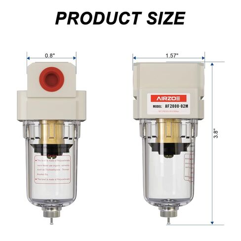 AIRZOE 1/4" NPT Air Dryer for Compressor and Air Pressure Regulator Combination-5 Micron Brass Element,0-150 PSI Brass Gauge,AF2000-02,AR2000-02 in Saudi Arabia