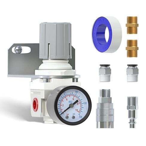 AIRZOE 1/4" NPT Air Dryer for Compressor and Air Pressure Regulator Combination-5 Micron Brass Element,0-150 PSI Brass Gauge,AF2000-02,AR2000-02 in Saudi Arabia