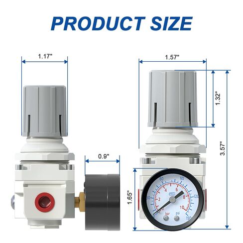 AIRZOE 1/4" NPT Air Dryer for Compressor and Air Pressure Regulator Combination-5 Micron Brass Element,0-150 PSI Brass Gauge,AF2000-02,AR2000-02 in Saudi Arabia