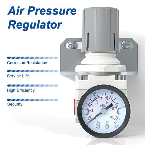 AIRZOE 1/4" NPT Air Dryer for Compressor and Air Pressure Regulator Combination-5 Micron Brass Element,0-150 PSI Brass Gauge,AF2000-02,AR2000-02 in Saudi Arabia