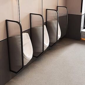 4 Pcs Modern Urinal Partition Wall-Mounted Men's Public Toilet Divider Screen, Tempered Glass Panel Privacy Separator for Restaurants, 59 55 51 47 41 39 35 31 in Tall (Color : Blac in Saudi Arabia