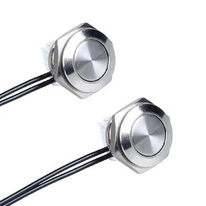 2pcs 12mm Micro Metal Momentary Push Button Switch 12V 24V 110V Super Short with Pre-Wired Cable (ON)-Off 2Pins 1NO 1/2" Mounting Hole (Black Shell Without Light Flat Head) in Saudi Arabia