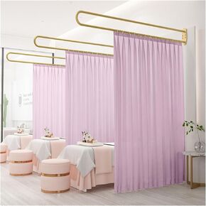 This Beauty Salon Room Partition Curtain Room Screen, U-Shaped Curtain and Metal Support Rod Kit with Light-transmitting Privacy Partition Curtain, Beauty Salon, Clinic Partition(Purple,230c in Saudi Arabia