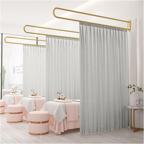 This Beauty Salon Room Partition Curtain Room Screen, U-Shaped Curtain and Metal Support Rod Kit with Light-transmitting Privacy Partition Curtain, Beauty Salon, Clinic Partition(Purple,230c in Saudi Arabia