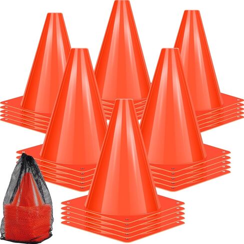 7 inch Plastic Traffic Cones, 50 Pcs Plastic Training Cones, Orange Soccer Cone for Training, Agility Field Marker Cone for Soccer, Basketball, Football, Skating, Indoor Outdoor Games in Saudi Arabia