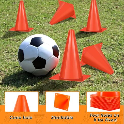 7 inch Plastic Traffic Cones, 50 Pcs Plastic Training Cones, Orange Soccer Cone for Training, Agility Field Marker Cone for Soccer, Basketball, Football, Skating, Indoor Outdoor Games in Saudi Arabia