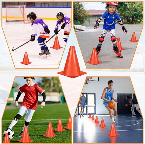 7 inch Plastic Traffic Cones, 50 Pcs Plastic Training Cones, Orange Soccer Cone for Training, Agility Field Marker Cone for Soccer, Basketball, Football, Skating, Indoor Outdoor Games in Saudi Arabia