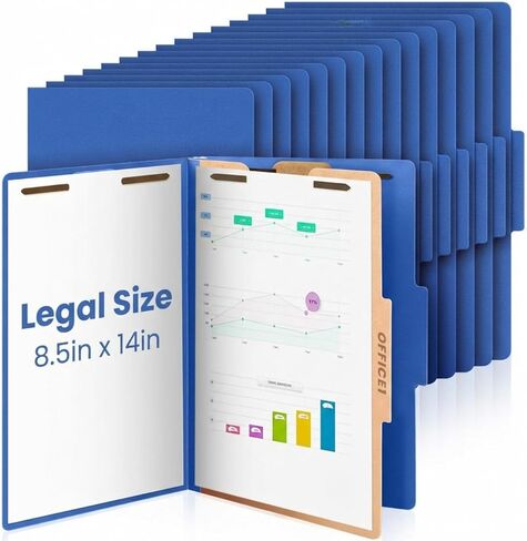 18 Pcs Classification Folders Legal Size Bulk 1 Divider Pressboard File Folder with Expansion 2 Prongs Fastener Heavy Duty Office File Organizer for School Hospitals Home (Dark Blue) in Saudi Arabia