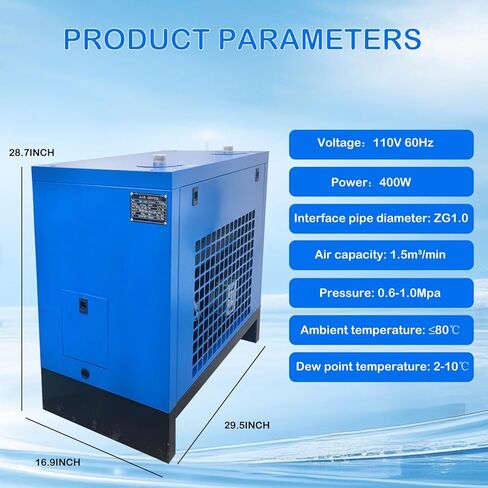 53 CFM High Temperature Refrigerated Dryer for Air Compressor Compressed Air Systems Air Dryer Refrigerated Type 110V 400W for 10HP Air Compressor in Saudi Arabia