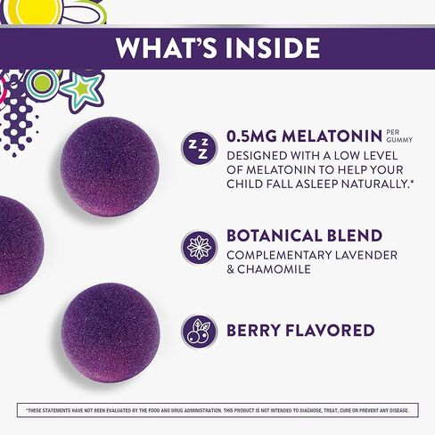 VICKS PURE Zzzs Kidz، علكات الميلاتونين المساعدة على النوم للأطفال والأطفال، تساعد طفلك على النوم بشكل طبيعي، جرعة منخفضة من الميلاتونين، 48 علكة in Kuwait