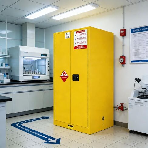 272 Gal Flammable Liquid Safety Storage Cabinet, Double-Layer Alloy Steel , 3-Point Locking System, Adjustable Galvanized Shelves, Cabinet for Factory Lab Garage Warehouse, Fire Proof Storage Cabinet in Saudi Arabia