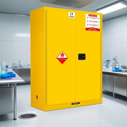 272 Gal Flammable Liquid Safety Storage Cabinet, Double-Layer Alloy Steel , 3-Point Locking System, Adjustable Galvanized Shelves, Cabinet for Factory Lab Garage Warehouse, Fire Proof Storage Cabinet in Saudi Arabia