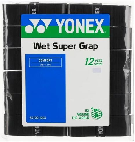 مضرب تنس Yonex Wet Super GRAP (أسود) - 12 عبوة في عبوات متعددة (1-6 عبوات متوفرة) in Saudi Arabia