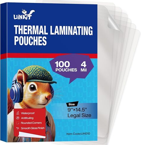 Uinkit 3mil Legal Size Laminating Sheets 8.5 x 14 Inches - 100 Pack Laminating Pouches for Professional Use, Business Documents, Artwork Preservation & Restaurant Menus - with Thermal Laminator in Saudi Arabia