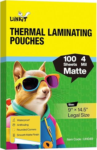 Uinkit 3mil Legal Size Laminating Sheets 8.5 x 14 Inches - 100 Pack Laminating Pouches for Professional Use, Business Documents, Artwork Preservation & Restaurant Menus - with Thermal Laminator in Saudi Arabia