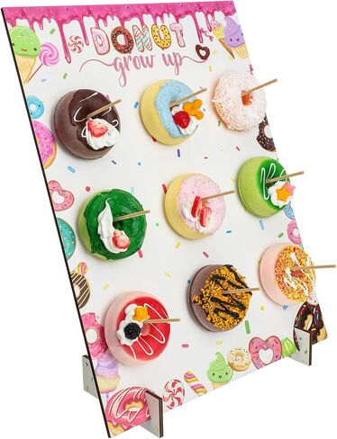 Marsui Doughnut Party Decoration Stand, Reusable Wooden Donut Bagel Holder for Dessert Food Buffet Display, Candy Donuts Table Rack for Wedding Kids Birthday Baby Shower Party Supplies in Saudi Arabia