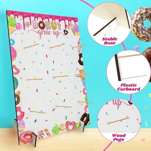 Marsui Doughnut Party Decoration Stand, Reusable Wooden Donut Bagel Holder for Dessert Food Buffet Display, Candy Donuts Table Rack for Wedding Kids Birthday Baby Shower Party Supplies in Saudi Arabia