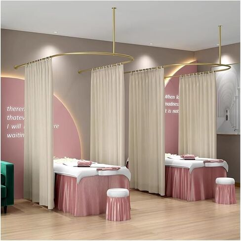 This Beauty Salon Partition Curtain U-Shaped Long Rod Room Partition Translucent Living Room Dining Room Curtain, Suitable for Beauty Salon, Clinic, Shared Bedroom(Color 1,100x230cm) in Saudi Arabia
