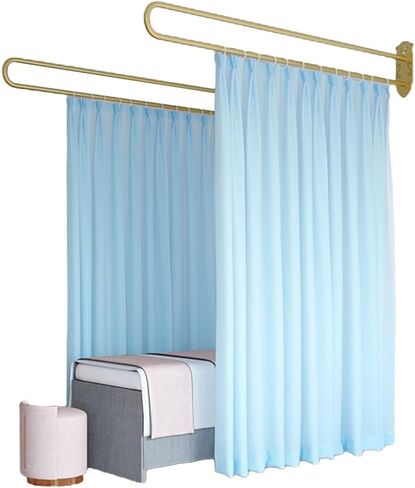 This Beauty Salon Room Partition Curtain, U-Shaped Support Rod Track System with Light-transmitting Privacy Partition Curtain, Beauty Salon, Clinic Partition(Beige,230cm/1PCS) in Saudi Arabia