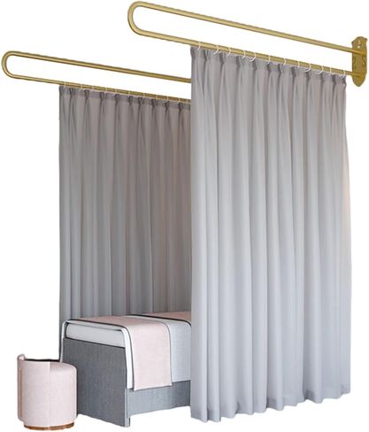 This Beauty Salon Room Partition Curtain, U-Shaped Support Rod Track System with Light-transmitting Privacy Partition Curtain, Beauty Salon, Clinic Partition(Beige,230cm/1PCS) in Saudi Arabia
