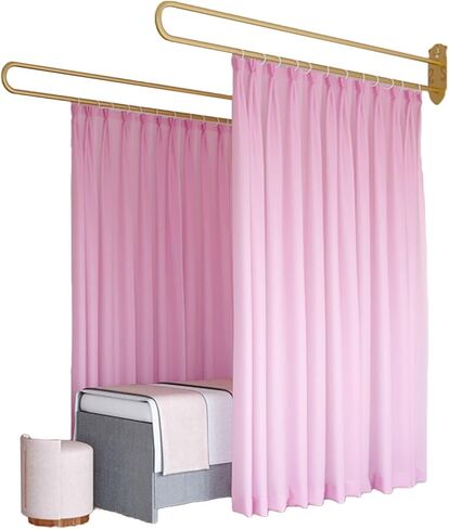 This Beauty Salon Room Partition Curtain, U-Shaped Support Rod Track System with Light-transmitting Privacy Partition Curtain, Beauty Salon, Clinic Partition(Beige,230cm/1PCS) in Saudi Arabia