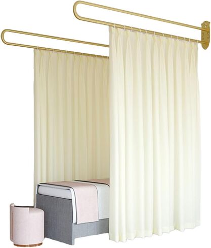 This Beauty Salon Room Partition Curtain, U-Shaped Support Rod Track System with Light-transmitting Privacy Partition Curtain, Beauty Salon, Clinic Partition(Beige,230cm/1PCS) in Saudi Arabia