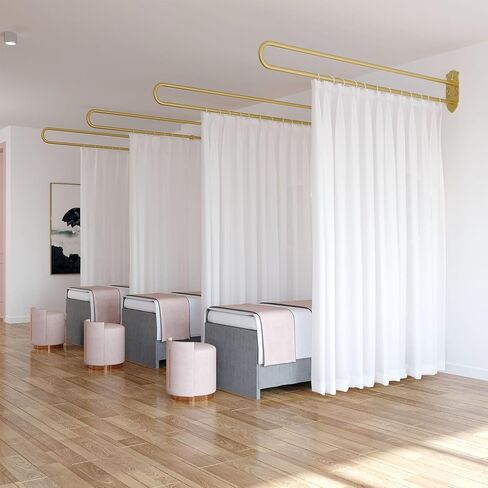 This Beauty Salon Room Partition Curtain, U-Shaped Support Rod Track System with Light-transmitting Privacy Partition Curtain for Beauty Salon, Clinic, Shared Bedroom(White,230cm/1PCS) in Saudi Arabia