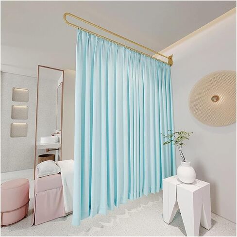 This Beauty Salon Room Separation Curtain Hanging 2.2m Curtain, U-Shaped Support Rod Track System, Hospital Privacy Screen Partition Curtain (Color : White, Size : 230cm/1PCS) in Saudi Arabia