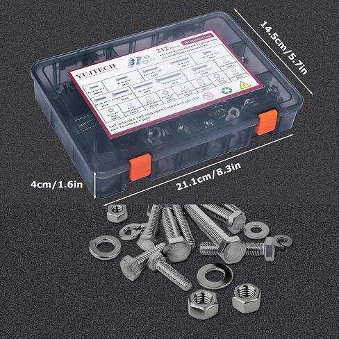 212Pcs Nuts and Bolts Assortment kit,1/4-20, 5/16-18, 3/8-16 Stainless Steel Machine Screws Set，Assorted Bolts Nuts and washers kit with case in Saudi Arabia