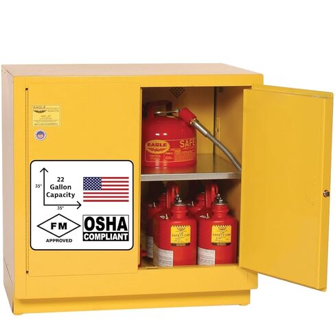 Eagle American Made 22 Gallon F﻿lammable Liquid Storage Cabinet, Manual-Close Under Counter Fireproof Cabinet for Schools, Garages, Manufacturing Facilities, 35" x 22" x 35", 1971X in Saudi Arabia
