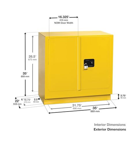 Eagle American Made 22 Gallon F﻿lammable Liquid Storage Cabinet, Manual-Close Under Counter Fireproof Cabinet for Schools, Garages, Manufacturing Facilities, 35" x 22" x 35", 1971X in Saudi Arabia